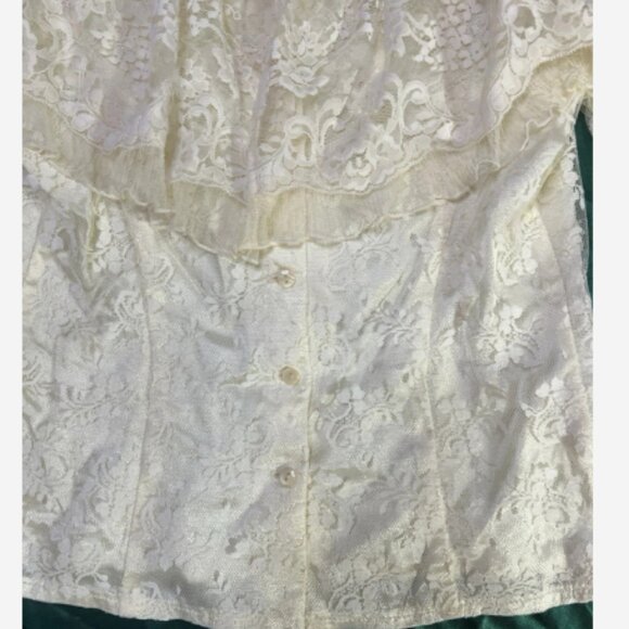 Jessica McClintock Victorian Blouse Women's Size 7/8 Antique White Back Buttons - Picture 5 of 6